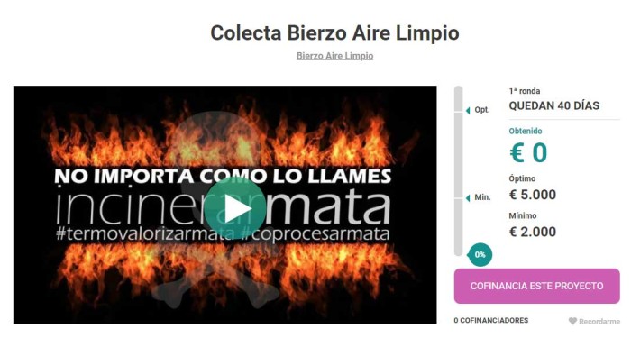 Bierzo Aire Limpio lanza una campaña de crowdfunding con el objetivo de recaudar 5.000 euros para afrontar las demandas judiciales